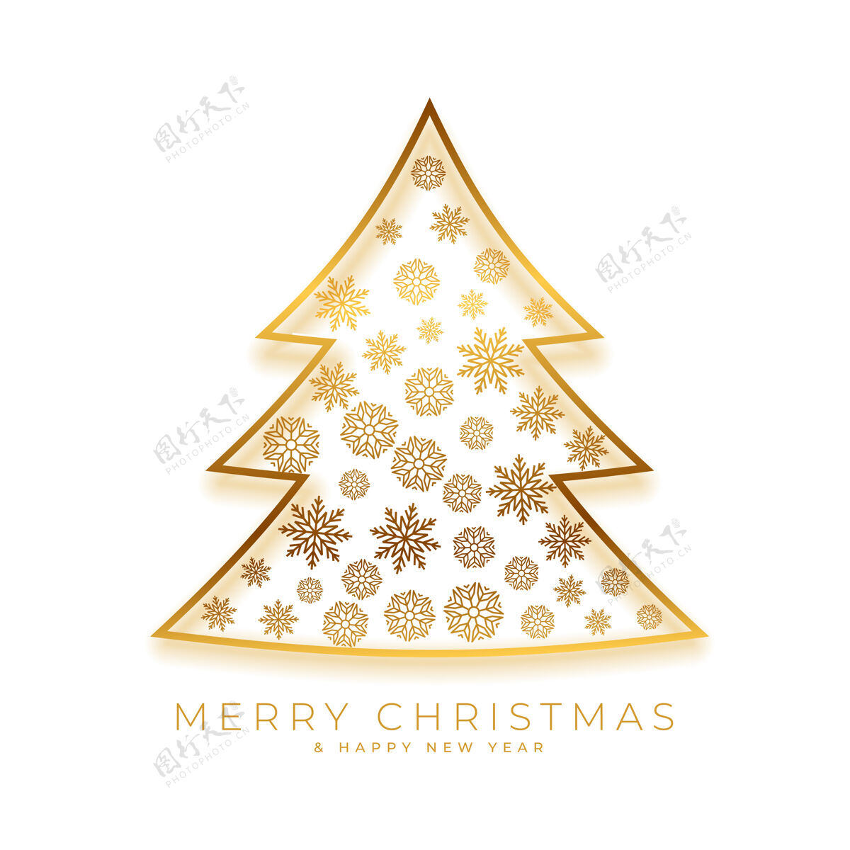 年金色圣诞树装饰节贺卡背景季节冬季