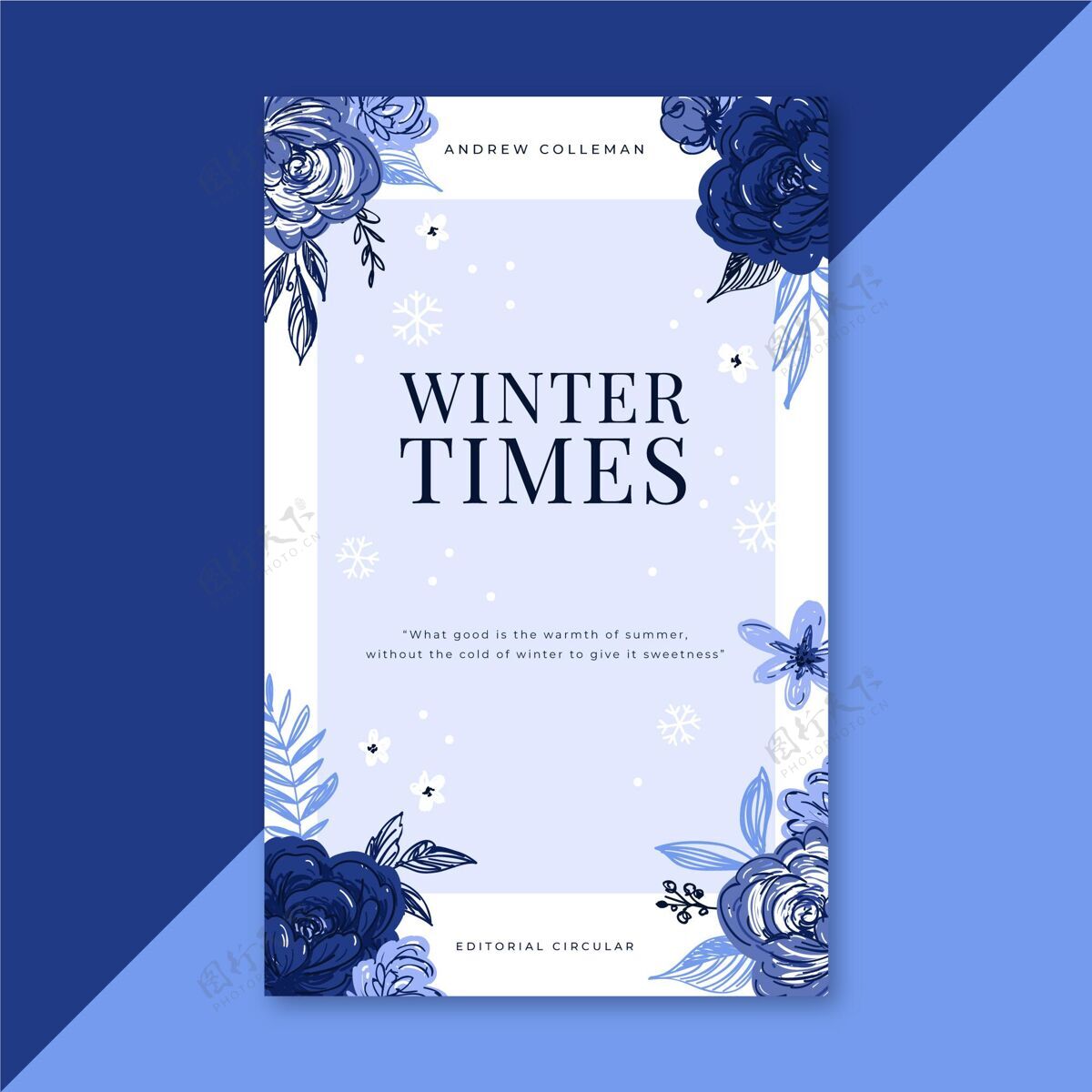 封面美丽的冬季书籍封面与鲜花书封面花十二月