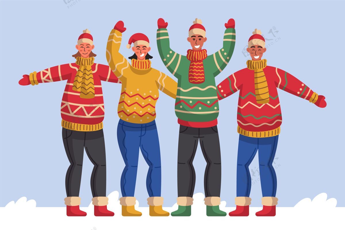 丑陋的人们穿着难看的毛衣快乐文化季节